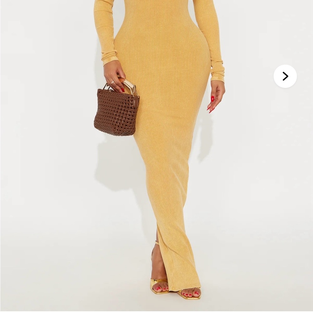 Fashion Nova Golden Long Sleeve Dress - Picture 2 of 4